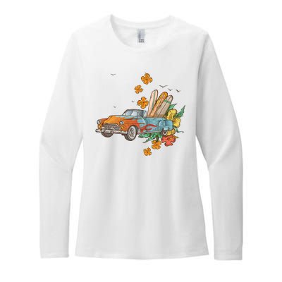 Surfing Tropical Summer Retro Truck Womens CVC Long Sleeve Shirt