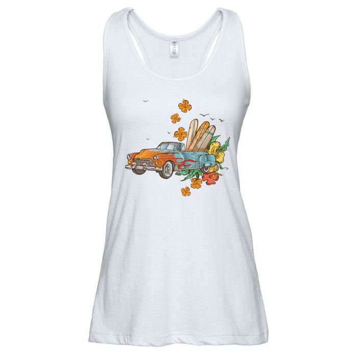 Surfing Tropical Summer Retro Truck Ladies Essential Flowy Tank