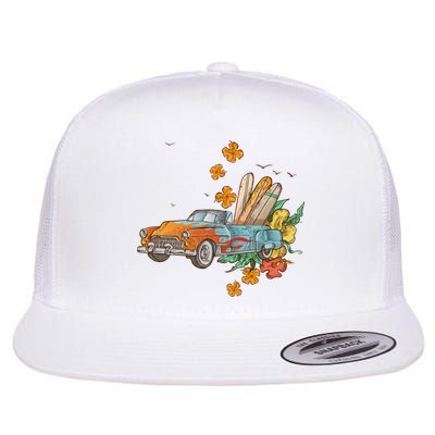 Surfing Tropical Summer Retro Truck Flatbill Hat