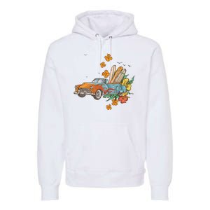 Surfing Tropical Summer Retro Truck Premium Hoodie