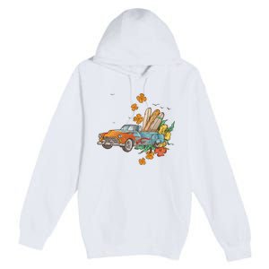 Surfing Tropical Summer Retro Truck Premium Pullover Hoodie