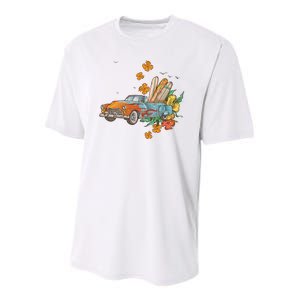 Surfing Tropical Summer Retro Truck Youth Performance Sprint T-Shirt