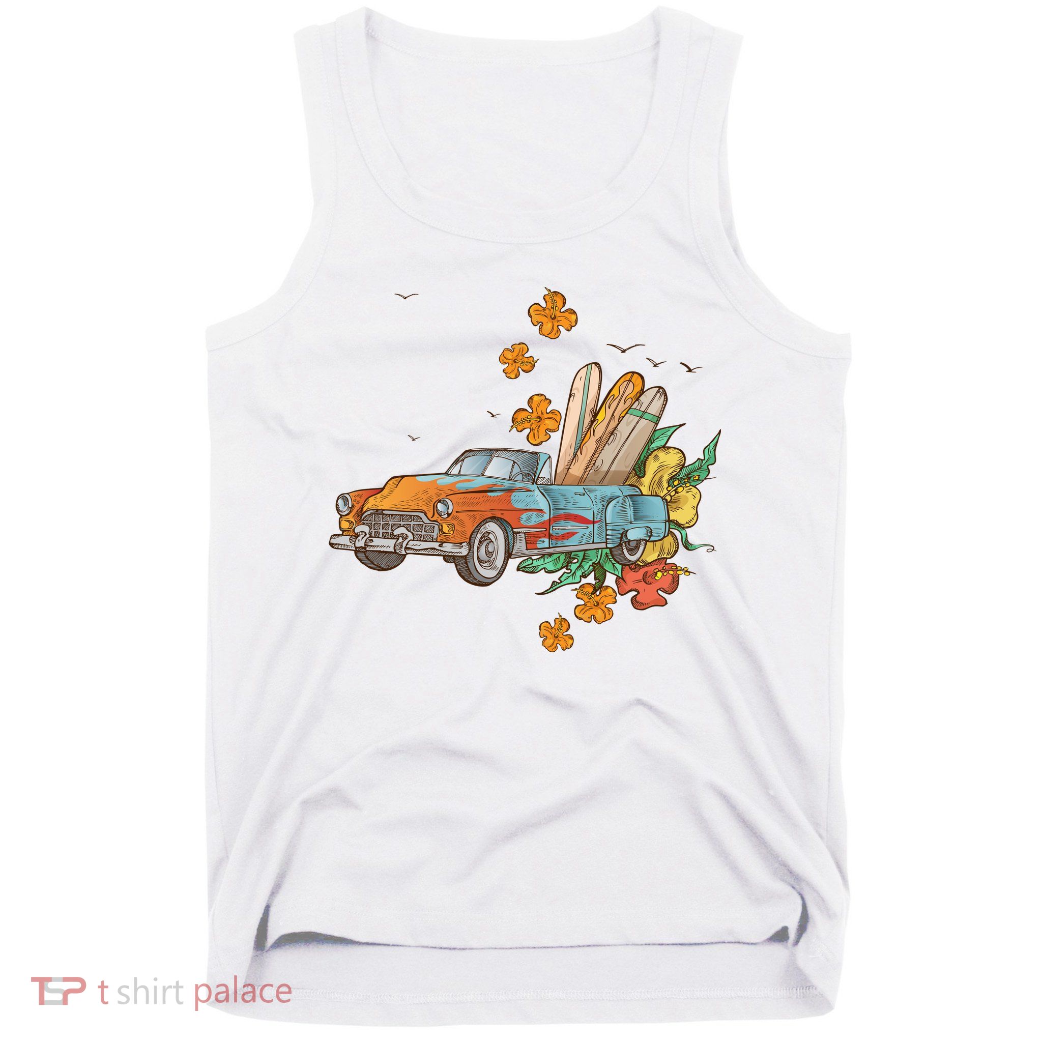 Surfing Tropical Summer Retro Truck Tank Top