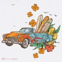 Surfing Tropical Summer Retro Truck Tank Top