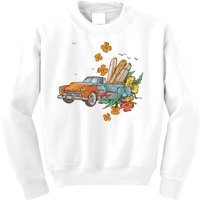 Surfing Tropical Summer Retro Truck Kids Sweatshirt