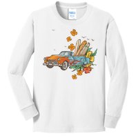 Surfing Tropical Summer Retro Truck Kids Long Sleeve Shirt