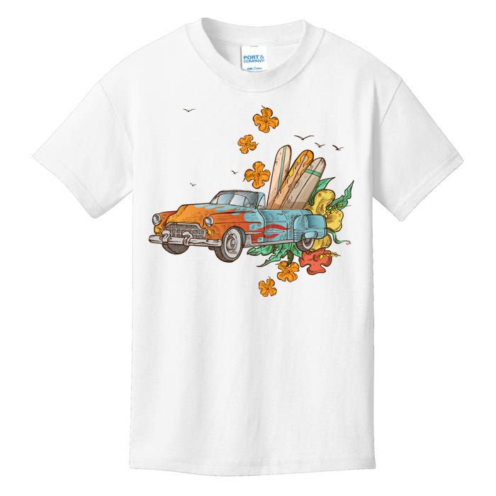 Surfing Tropical Summer Retro Truck Kids T-Shirt