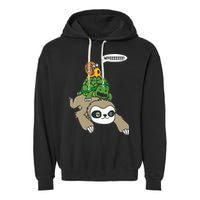 Sloth Turtle Snail Piggyback Animal Running Wild Garment-Dyed Fleece Hoodie