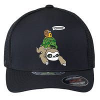 Sloth Turtle Snail Piggyback Animal Running Wild Flexfit Unipanel Trucker Cap