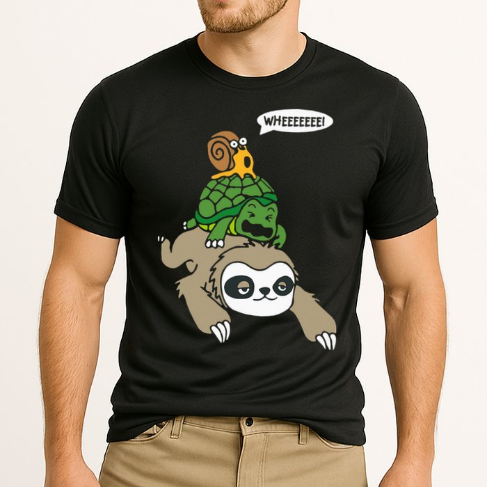 Sloth Turtle Snail Piggyback Animal Running Wild Performance Shirt
