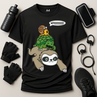 Sloth Turtle Snail Piggyback Animal Running Wild Performance Shirt