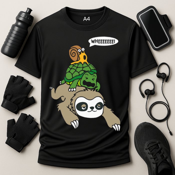 Sloth Turtle Snail Piggyback Animal Running Wild Performance Shirt