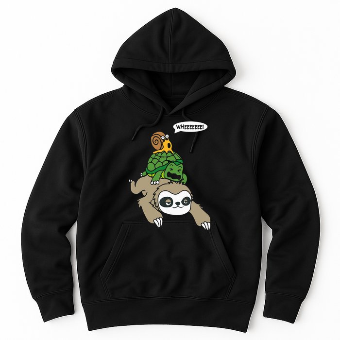 Sloth Turtle Snail Piggyback Animal Running Wild Hoodie
