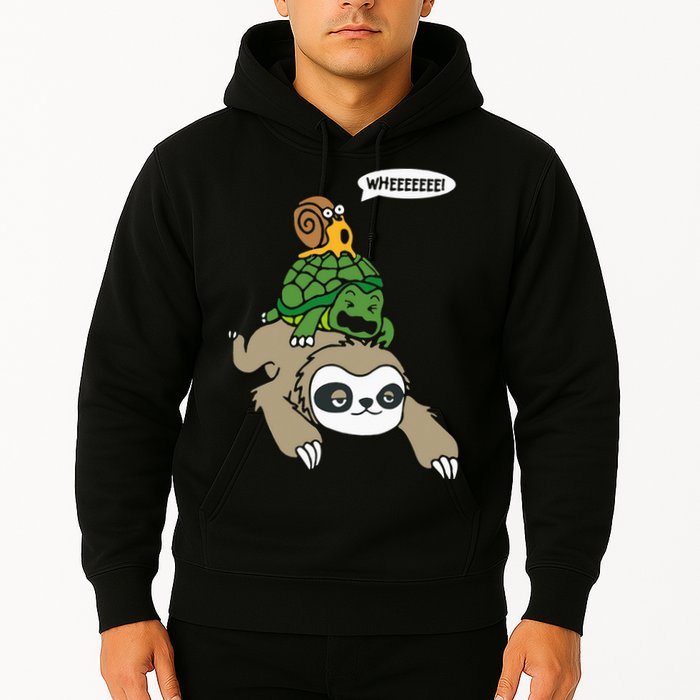 Sloth Turtle Snail Piggyback Animal Running Wild Hoodie