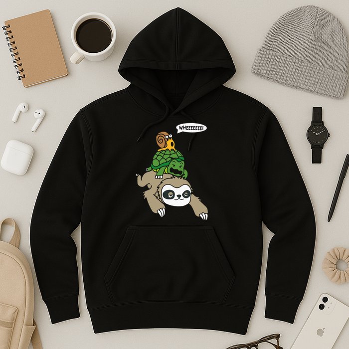 Sloth Turtle Snail Piggyback Animal Running Wild Hoodie