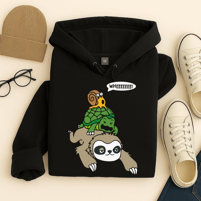 Sloth Turtle Snail Piggyback Animal Running Wild Hoodie