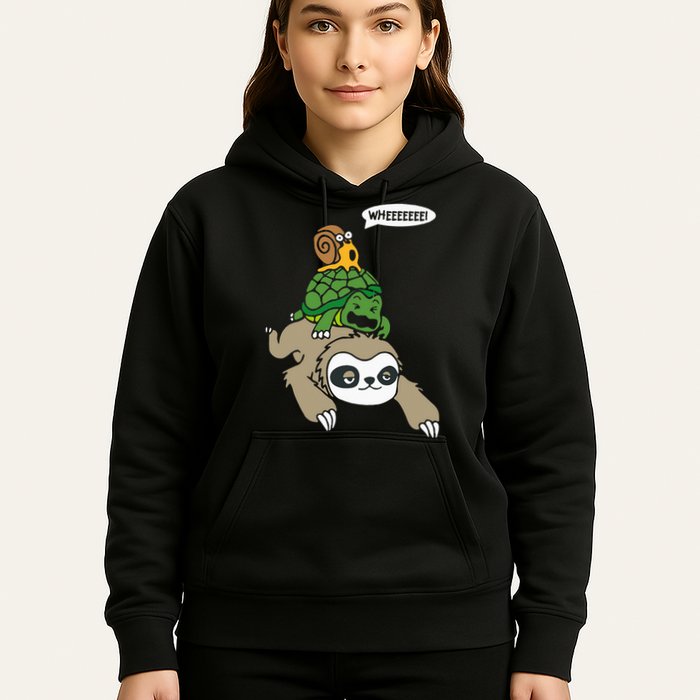 Sloth Turtle Snail Piggyback Animal Running Wild Hoodie
