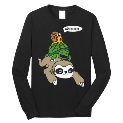 Sloth Turtle Snail Piggyback Animal Running Wild Long Sleeve Shirt