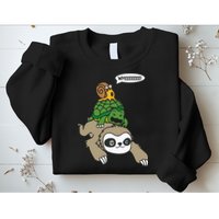 Sloth Turtle Snail Piggyback Animal Running Wild Sweatshirt