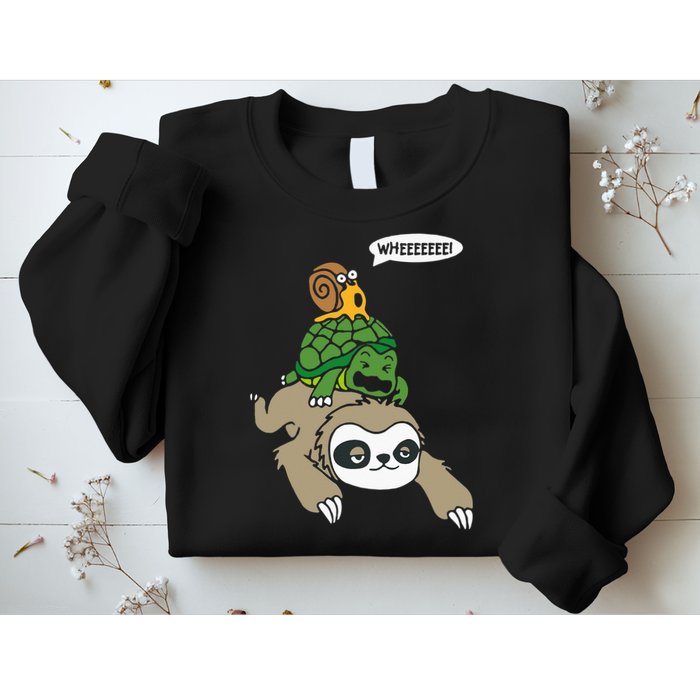 Sloth Turtle Snail Piggyback Animal Running Wild Sweatshirt
