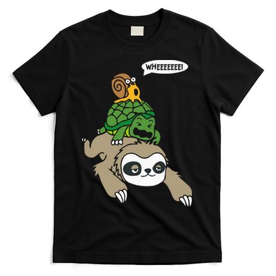 Sloth Turtle Snail Piggyback Animal Running Wild T-Shirt