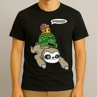 Sloth Turtle Snail Piggyback Animal Running Wild T-Shirt