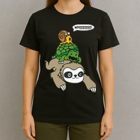 Sloth Turtle Snail Piggyback Animal Running Wild T-Shirt