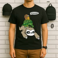 Sloth Turtle Snail Piggyback Animal Running Wild T-Shirt