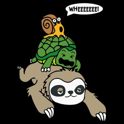 Sloth Turtle Snail Piggyback Animal Running Wild T-Shirt