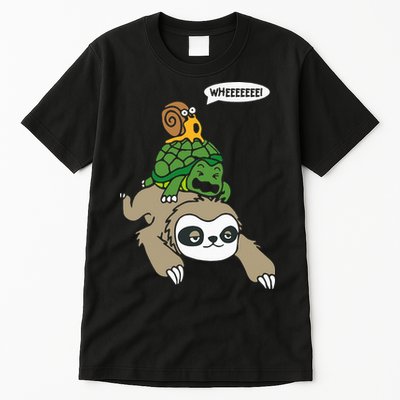 Sloth Turtle Snail Piggyback Animal Running Wild Tall T-Shirt