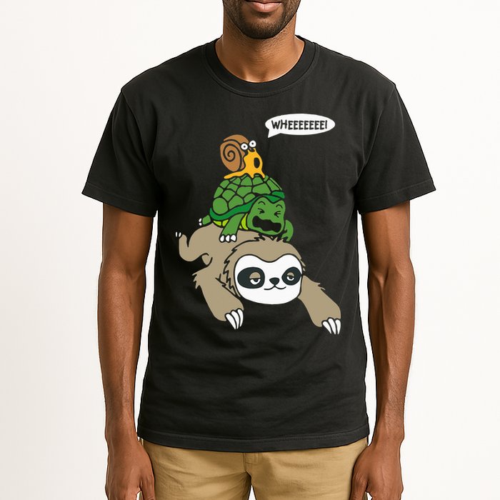 Sloth Turtle Snail Piggyback Animal Running Wild Tall T-Shirt