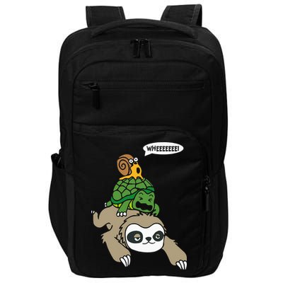 Sloth Turtle Snail Piggyback Animal Running Wild Impact Tech Backpack