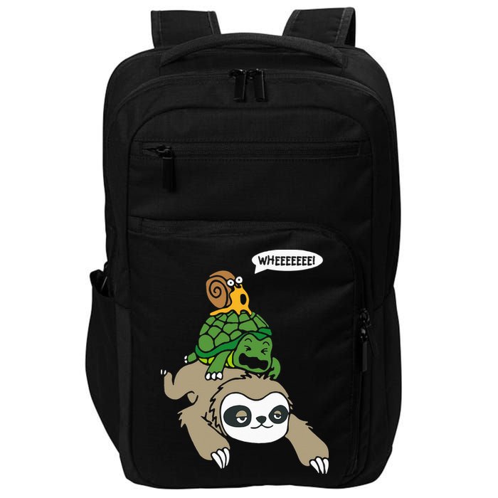 Sloth Turtle Snail Piggyback Animal Running Wild Impact Tech Backpack