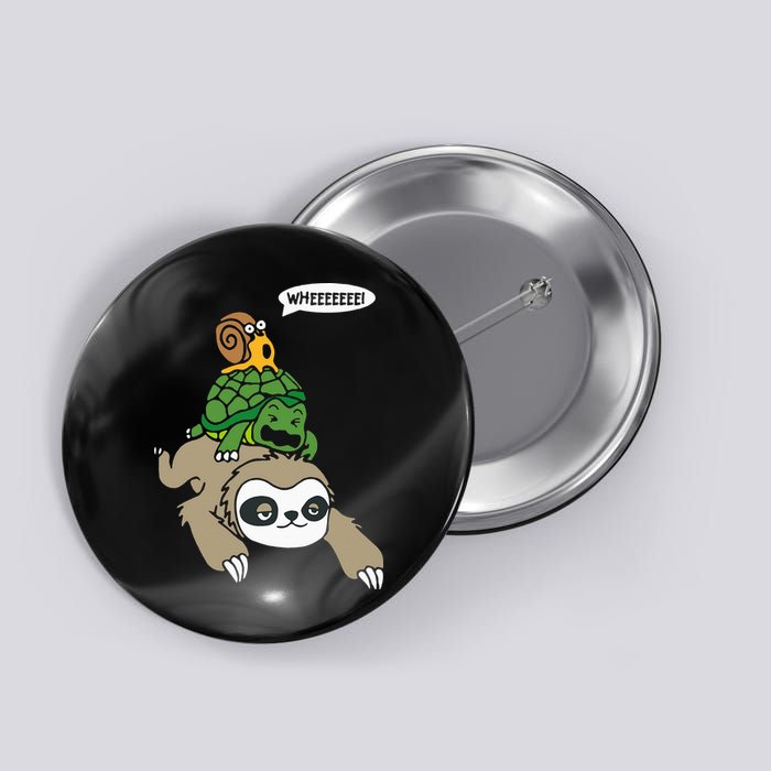 Sloth Turtle Snail Piggyback Animal Running Wild Button