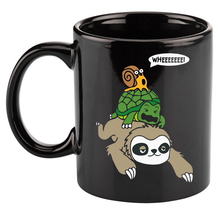 Sloth Turtle Snail Piggyback Animal Running Wild 11oz C Handle Ceramic Mug
