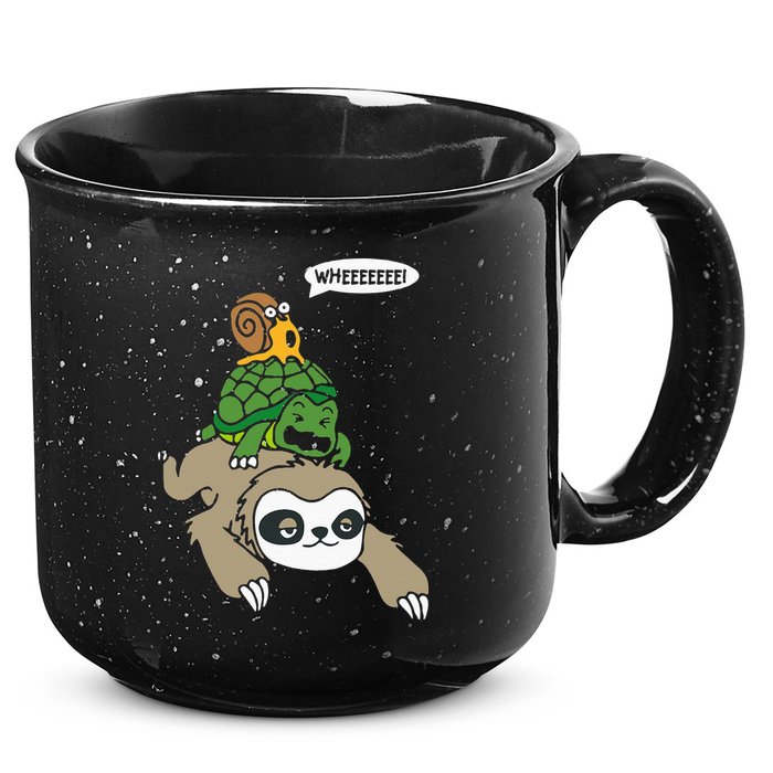 Sloth Turtle Snail Piggyback Animal Running Wild 15oz Campfire Ceramic Mug