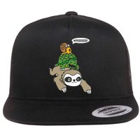 Sloth Turtle Snail Piggyback Animal Running Wild Flat Bill Trucker Hat