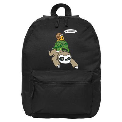 Sloth Turtle Snail Piggyback Animal Running Wild 16 in Basic Backpack