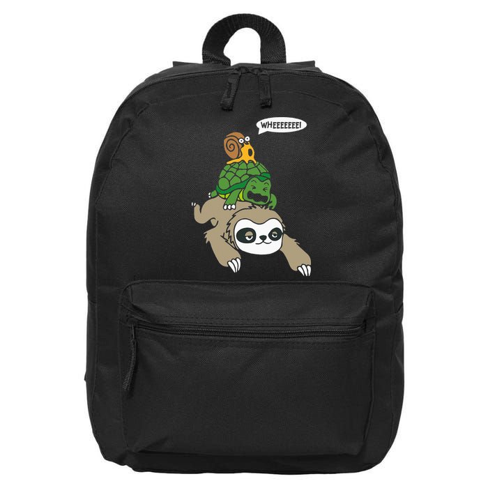 Sloth Turtle Snail Piggyback Animal Running Wild 16 in Basic Backpack