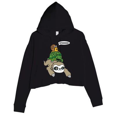 Sloth Turtle Snail Piggyback Animal Running Wild Crop Fleece Hoodie