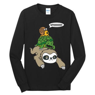 Sloth Turtle Snail Piggyback Animal Running Wild Tall Long Sleeve T-Shirt