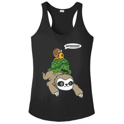 Sloth Turtle Snail Piggyback Animal Running Wild Ladies PosiCharge Competitor Racerback Tank