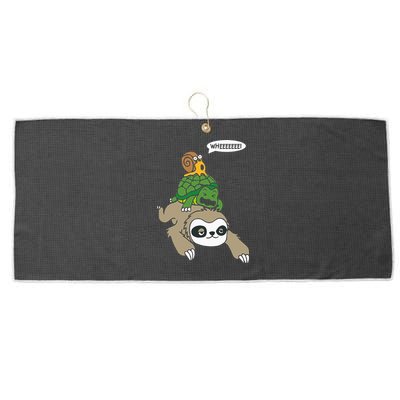 Sloth Turtle Snail Piggyback Animal Running Wild Large Microfiber Waffle Golf Towel