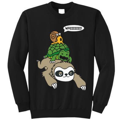 Sloth Turtle Snail Piggyback Animal Running Wild Tall Sweatshirt