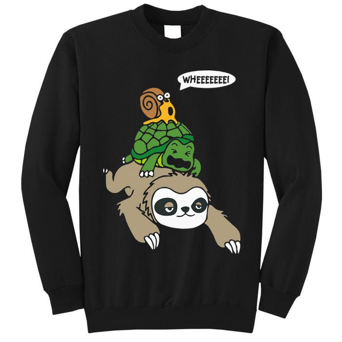 Sloth Turtle Snail Piggyback Animal Running Wild Tall Sweatshirt