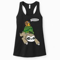 Sloth Turtle Snail Piggyback Animal Running Wild Womens Tank Top