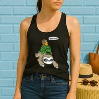 Sloth Turtle Snail Piggyback Animal Running Wild Womens Tank Top