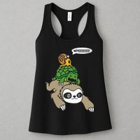 Sloth Turtle Snail Piggyback Animal Running Wild Womens Tank Top