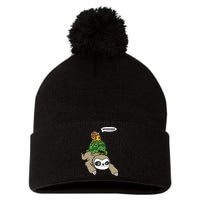Sloth Turtle Snail Piggyback Animal Running Wild Pom Pom 12in Knit Beanie