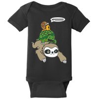 Sloth Turtle Snail Piggyback Animal Running Wild Baby Bodysuit